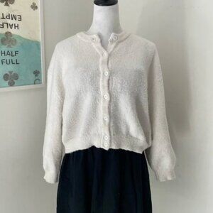 Daily Drills White Button Up Cardigan